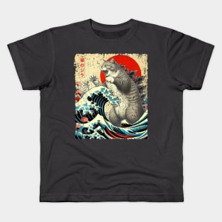 Catzilla Cat Japanese Art Funny Kids T-Shirt